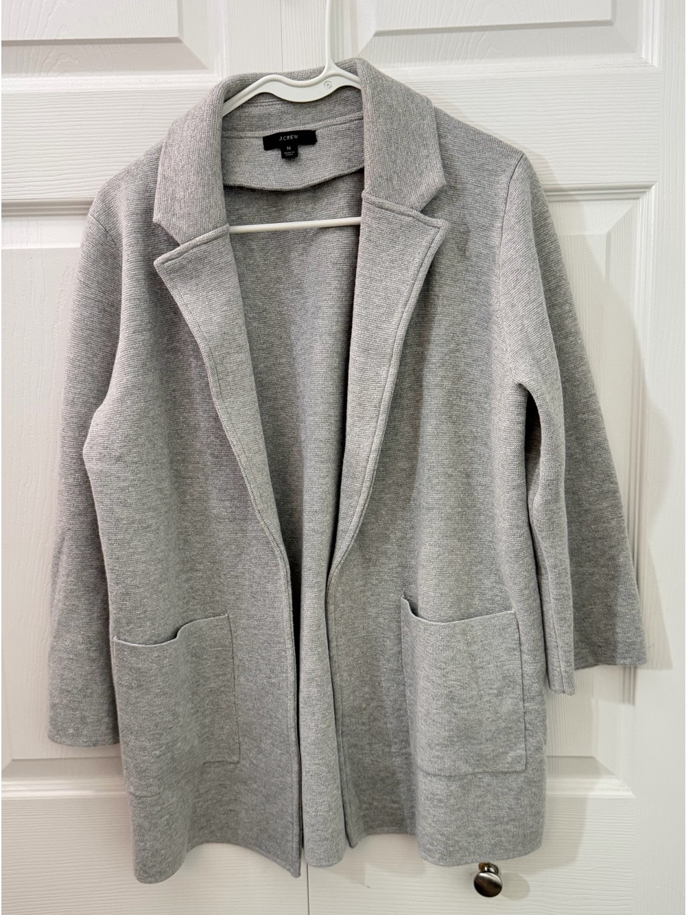 J.Crew Re-Imagined Gray Merino Wool Blend Open Front Sweater Blazer M